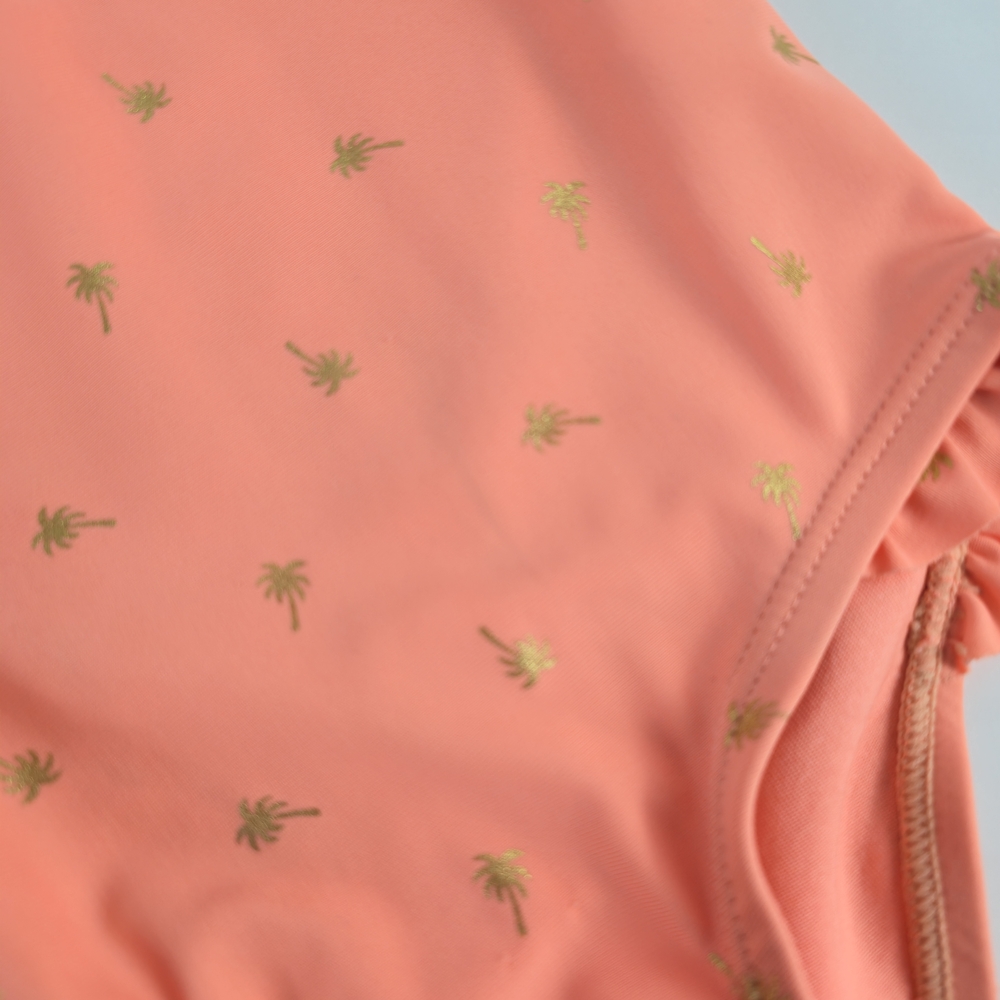 The Children's Place Coral Ruffle Halter One-Piece Swimsuit Gold Palm Print - Picture 7 of 12